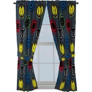 imageJay Franco Window Curtains for Kids Bedroom 4Piece Drape Set with 2 Tiebacks Blue  Spidey ampamp His Amazing Friends 42quot W x 63quot L Pack of 2Grey  Marvel Comics