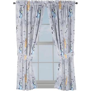imageJay Franco Window Curtains for Kids Bedroom 4Piece Drape Set with 2 Tiebacks Blue  Spidey ampamp His Amazing Friends 42quot W x 63quot L Pack of 2Grey  Bluey
