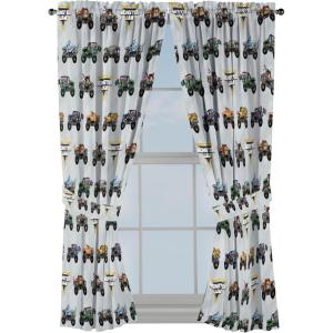 imageJay Franco Window Curtains for Kids Bedroom 4Piece Drape Set with 2 Tiebacks Blue  Spidey ampamp His Amazing Friends 42quot W x 63quot L Pack of 2Grey  Monster Jam