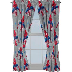 imageJay Franco Window Curtains for Kids Bedroom 4Piece Drape Set with 2 Tiebacks Blue  Spidey ampamp His Amazing Friends 42quot W x 63quot L Pack of 2Grey  Spiderman