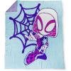 imageJay Franco Disney Mickey Mouse Faces Feather Knit Fluffy Throw Blanket  Fuzzy Blanket Measures 50 x 60 Inch  Super Soft Lightweight BeddingBlue  Ghost Spider