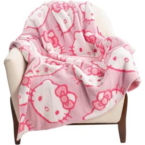 imageJay Franco Disney Mickey Mouse Faces Feather Knit Fluffy Throw Blanket  Fuzzy Blanket Measures 50 x 60 Inch  Super Soft Lightweight BeddingPink  Hello Kitty 02