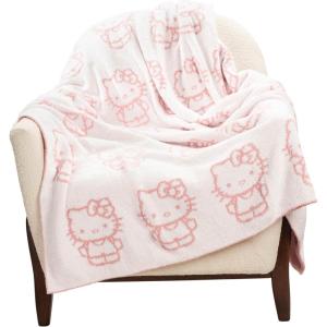 imageJay Franco Disney Mickey Mouse Faces Feather Knit Fluffy Throw Blanket  Fuzzy Blanket Measures 50 x 60 Inch  Super Soft Lightweight BeddingPink  Hello Kitty 01