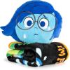 imageJay Franco Disney Pixar Inside Out Sadness Nogginz Set  40 x 50 Inch Lightweight Travel Throw Blanket ampamp Pillow  Kids Super Soft 2 Piece Bedding SetBlack  Sadness