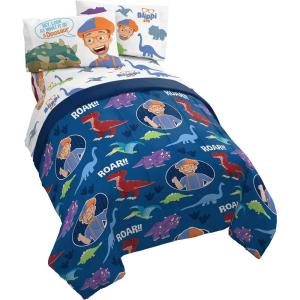 imageJay Franco Blippi Dino Fun 5 Piece Full Bed Set  Includes Comforter ampamp Sheet Set Bedding  Super Soft Fade Resistant Microfiber Official Blippi Product