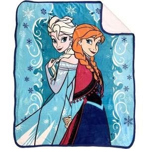 imageJay Franco Disney Frozen Springtime Sherpa Throw Blanket  Measures 50 x 60 inches Kids Bedding Features Elsa ampamp Anna  Fade Resistant Super SoftBlue  Frozen