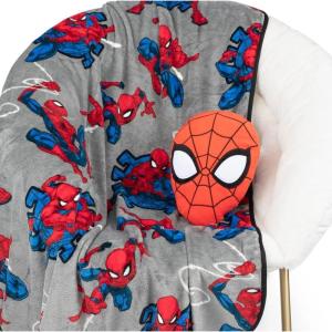 imageJay Franco Disney Pixar Inside Out Sadness Nogginz Set  40 x 50 Inch Lightweight Travel Throw Blanket ampamp Pillow  Kids Super Soft 2 Piece Bedding SetGray  Spiderman