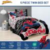 imageJay Franco Kids Comforter Set Includes Sheets and Pillow Covers  Soft and Cozy Bed Set for Stylish Room Decor Black  Spiderman 7 Piece Full BeddingBlack  Spiderman