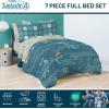 imageJay Franco Kids Comforter Set Includes Sheets and Pillow Covers  Soft and Cozy Bed Set for Stylish Room Decor Black  Spiderman 7 Piece Full BeddingBlue  Fantastic Four