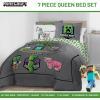 imageJay Franco Kids Comforter Set Includes Sheets and Pillow Covers  Soft and Cozy Bed Set for Stylish Room Decor Black  Spiderman 7 Piece Full BeddingGrey  Minecraft Movie