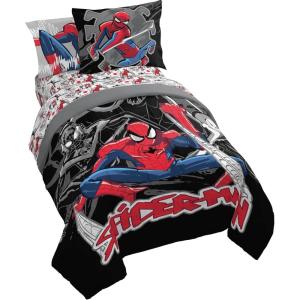 imageJay Franco Kids Comforter Set Includes Sheets and Pillow Covers  Soft and Cozy Bed Set for Stylish Room Decor Black  Spiderman 7 Piece Full BeddingBlack  Spiderman
