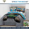 imageJay Franco Kids Comforter Set Includes Sheets and Pillow Covers  Soft and Cozy Bed Set for Stylish Room Decor Gray  Monster Jam 01 5 Piece Twin Size Bedding
