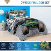 imageJay Franco Kids Comforter Set Includes Sheets and Pillow Covers  Soft and Cozy Bed Set for Stylish Room Decor Gray  Monster Jam 01 7 Piece Full Size Bedding