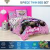 imageJay Franco Kids Comforter Set Includes Sheets and Pillow Covers  Soft and Cozy Bed Set for Stylish Room Decor Pink  Monster Jam 5 Piece Twin Bedding