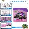 imageJay Franco Kids Comforter Set Includes Sheets and Pillow Covers  Soft and Cozy Bed Set for Stylish Room Decor Pink  Monster Jam 7 Piece Queen Bedding