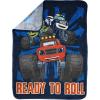 imageJay Franco Kids Plush Throw Blanket Soft ampamp Comfy Throw for Couch or Bed  Cozy Home Dcor for Living Room ampamp Bedroom Blue  Monster Jam 40x50  Travel BlanketBlue  Blaze