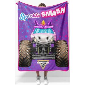imageJay Franco Kids Plush Throw Blanket Soft ampamp Comfy Throw for Couch or Bed  Cozy Home Dcor for Living Room ampamp Bedroom Blue  Monster Jam 40x50  Travel BlanketPurple  Monster Jam