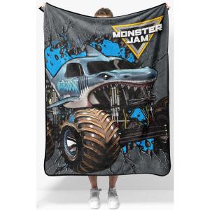 imageJay Franco Kids Plush Throw Blanket Soft ampamp Comfy Throw for Couch or Bed  Cozy Home Dcor for Living Room ampamp Bedroom Blue  Monster Jam 40x50  Travel BlanketGray  Monster Jam