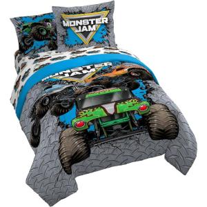imageJay Franco Kids Comforter Set Includes Sheets and Pillow Covers  Soft and Cozy Bed Set for Stylish Room Decor Gray  Monster Jam 01 7 Piece Queen Size Bedding