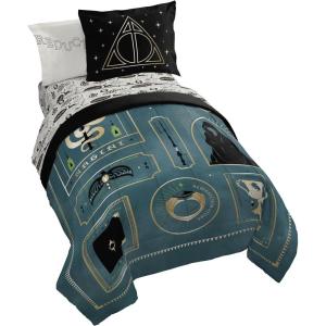 imageJay Franco Kids Comforter Set Includes Sheets and Pillow Covers  Soft and Cozy Bed Set for Stylish Room Decor Blue  Harry Potter 7 Piece Full Size Bedding