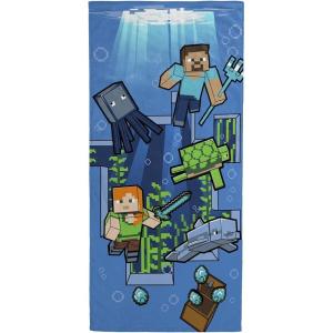 imageJay Franco Minecraft Underwater Adventure BathPoolBeach Towel  Super Soft ampamp Absorbent Fade Resistant Cotton Towel Features Alex ampamp Steve Measures 28 x 58 inches Official Minecraft ProductBlue  Minecraft