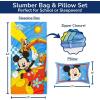 imageJay Franco Kids Slumber Bag and Pillow  54 x 27 Inch Comfy Indoor Sleeping Bag for School and Sleepovers 2 Piece Set Blue  Teenage Mutant Ninja TurtlesMulti  Mickey Mouse