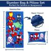 imageJay Franco Kids Slumber Bag and Pillow  54 x 27 Inch Comfy Indoor Sleeping Bag for School and Sleepovers 2 Piece Set Blue  Teenage Mutant Ninja TurtlesBlue  Spidey  His Amazing Friends