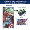 imageJay Franco Kids Slumber Bag and Pillow  54 x 27 Inch Comfy Indoor Sleeping Bag for School and Sleepovers 2 Piece Set Blue  Teenage Mutant Ninja TurtlesBlue  Avengers