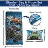 imageJay Franco Kids Slumber Bag and Pillow  54 x 27 Inch Comfy Indoor Sleeping Bag for School and Sleepovers 2 Piece Set Blue  Teenage Mutant Ninja TurtlesBlue  Monster Jam
