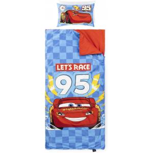 imageJay Franco Kids Slumber Bag and Pillow  54 x 27 Inch Comfy Indoor Sleeping Bag for School and Sleepovers 2 Piece Set Blue  Teenage Mutant Ninja TurtlesBlue  Cars