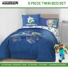 imageJay Franco Kids Comforter Set Includes Sheets and Pillow Covers  Soft and Cozy Bed Set for Stylish Room Decor Blue  Minecraft 02 5 Piece Twin Bedding