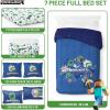 imageJay Franco Kids Comforter Set Includes Sheets and Pillow Covers  Soft and Cozy Bed Set for Stylish Room Decor Blue  Minecraft 02 7 Piece Full Bedding