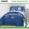 imageJay Franco Kids Comforter Set Includes Sheets and Pillow Covers  Soft and Cozy Bed Set for Stylish Room Decor Blue  Minecraft 02 7 Piece Queen Bedding