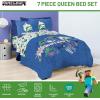 imageJay Franco Kids Comforter Set Includes Sheets and Pillow Covers  Soft and Cozy Bed Set for Stylish Room Decor Blue  Minecraft 02 7 Piece Queen Bedding