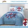 imageJay Franco Kids Comforter Set Includes Sheets and Pillow Covers  Soft and Cozy Bed Set for Stylish Room Decor Light Blue  Spidey ampamp His Amazing Friends 7 Piece Queen Bedding