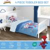 imageJay Franco Kids Comforter Set Includes Sheets and Pillow Covers  Soft and Cozy Bed Set for Stylish Room Decor Light Blue  Spidey ampamp His Amazing Friends 4 Piece Toddler Bed Frame Size Bedding