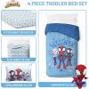imageJay Franco Kids Comforter Set Includes Sheets and Pillow Covers  Soft and Cozy Bed Set for Stylish Room Decor Light Blue  Spidey ampamp His Amazing Friends 4 Piece Toddler Bed Frame Size Bedding
