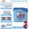 imageJay Franco Kids Comforter Set Includes Sheets and Pillow Covers  Soft and Cozy Bed Set for Stylish Room Decor Light Blue  Spidey ampamp His Amazing Friends 7 Piece Queen Bedding