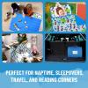 imageJay Franco Kids Nap Mat with Embedded Pillow ampamp Blanket  Soft 46quotx20quot Microfiber Sleeping Bag with Name Tag ampamp Handle for School Travel Sleepover Blue  Monster JamBlue  Spidey  Friends