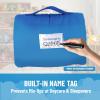 imageJay Franco Kids Nap Mat with Embedded Pillow ampamp Blanket  Soft 46quotx20quot Microfiber Sleeping Bag with Name Tag ampamp Handle for School Travel Sleepover Blue  Monster JamBlue  Spidey  Friends