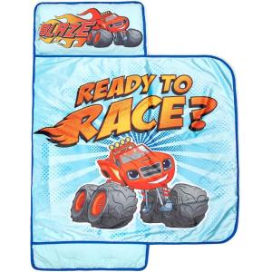 imageJay Franco Kids Nap Mat with Embedded Pillow ampamp Blanket  Soft 46quotx20quot Microfiber Sleeping Bag with Name Tag ampamp Handle for School Travel Sleepover Blue  Monster JamBlue  Blaze