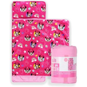 imageJay Franco Kids Nap Mat with Embedded Pillow ampamp Blanket  Soft 46quotx20quot Microfiber Sleeping Bag with Name Tag ampamp Handle for School Travel Sleepover Blue  Monster JamPink  Minnie Mouse