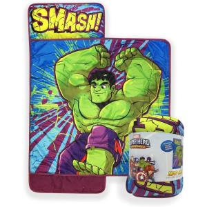 imageJay Franco Kids Nap Mat with Embedded Pillow ampamp Blanket  Soft 46quotx20quot Microfiber Sleeping Bag with Name Tag ampamp Handle for School Travel Sleepover Blue  Monster JamGreen  Hulk