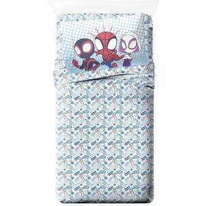 imageJay Franco Kids Sheet Set with Fitted Flat Sheets ampamp Pillow Cover  UltraSoft Bedding with Pillowcase for Room Decor Multi  Spidey ampamp Friends 4 Piece QueenMulti  Spidey  Friends