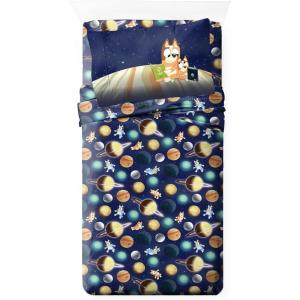 imageJay Franco Kids Sheet Set with Fitted Flat Sheets ampamp Pillow Cover  UltraSoft Bedding with Pillowcase for Room Decor Multi  Spidey ampamp Friends 4 Piece QueenBlue  Bluey  Bingo