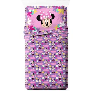 imageJay Franco Kids Sheet Set with Fitted Flat Sheets ampamp Pillow Cover  UltraSoft Bedding with Pillowcase for Room Decor Purple  Minnie Mouse 3 Piece Twin