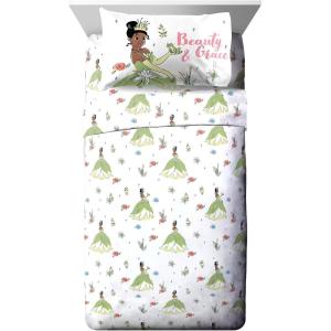 imageJay Franco Kids Sheet Set with Fitted Flat Sheets ampamp Pillow Cover  UltraSoft Bedding with Pillowcase for Room Decor Purple  Minnie Mouse 4 Piece QueenWhite  Tiana