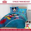 imageJay Franco Kids Comforter Set Includes Sheets and Pillow Covers  Soft and Cozy Bed Set for Stylish Room Decor Blue  Mickey Mouse 5 Piece Twin Bedding
