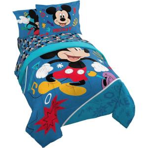 imageJay Franco Kids Comforter Set Includes Sheets and Pillow Covers  Soft and Cozy Bed Set for Stylish Room Decor Blue  Mickey Mouse 5 Piece Twin Bedding