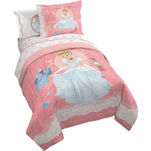 imageJay Franco Kids Comforter Set Includes Sheets and Pillow Covers  Soft and Cozy Bed Set for Stylish Room Decor Pink  Princess Cinderella 7 Piece Full Size Bedding